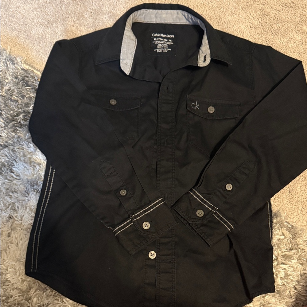 Calvin Klein Boys Black Button Down Shirt